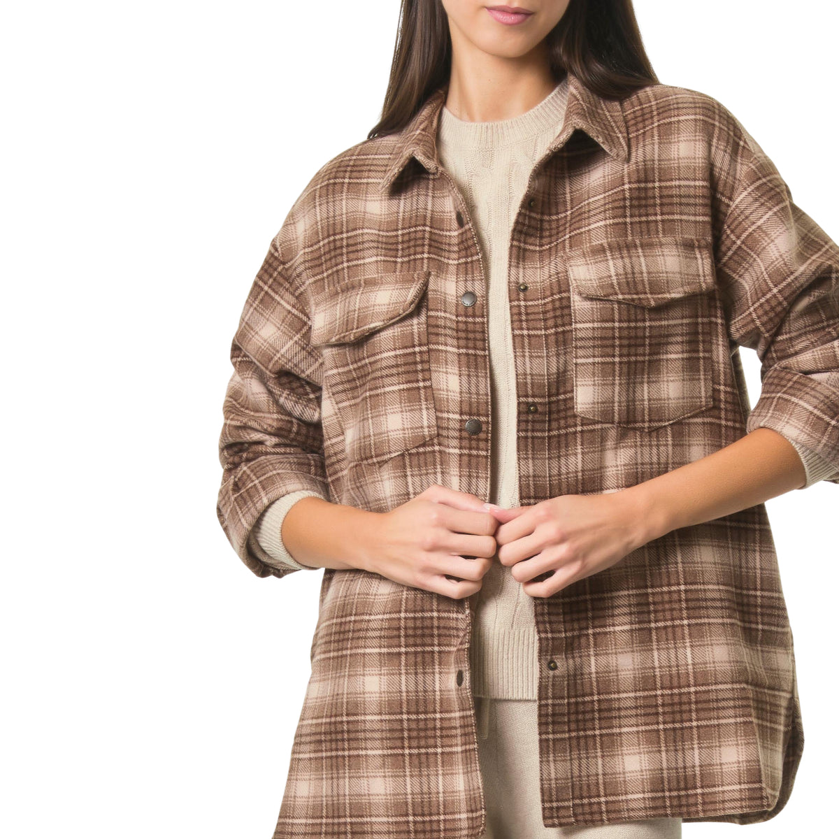 Sovracamicia Cambry in flanella con motivo tartan e ricamo logo