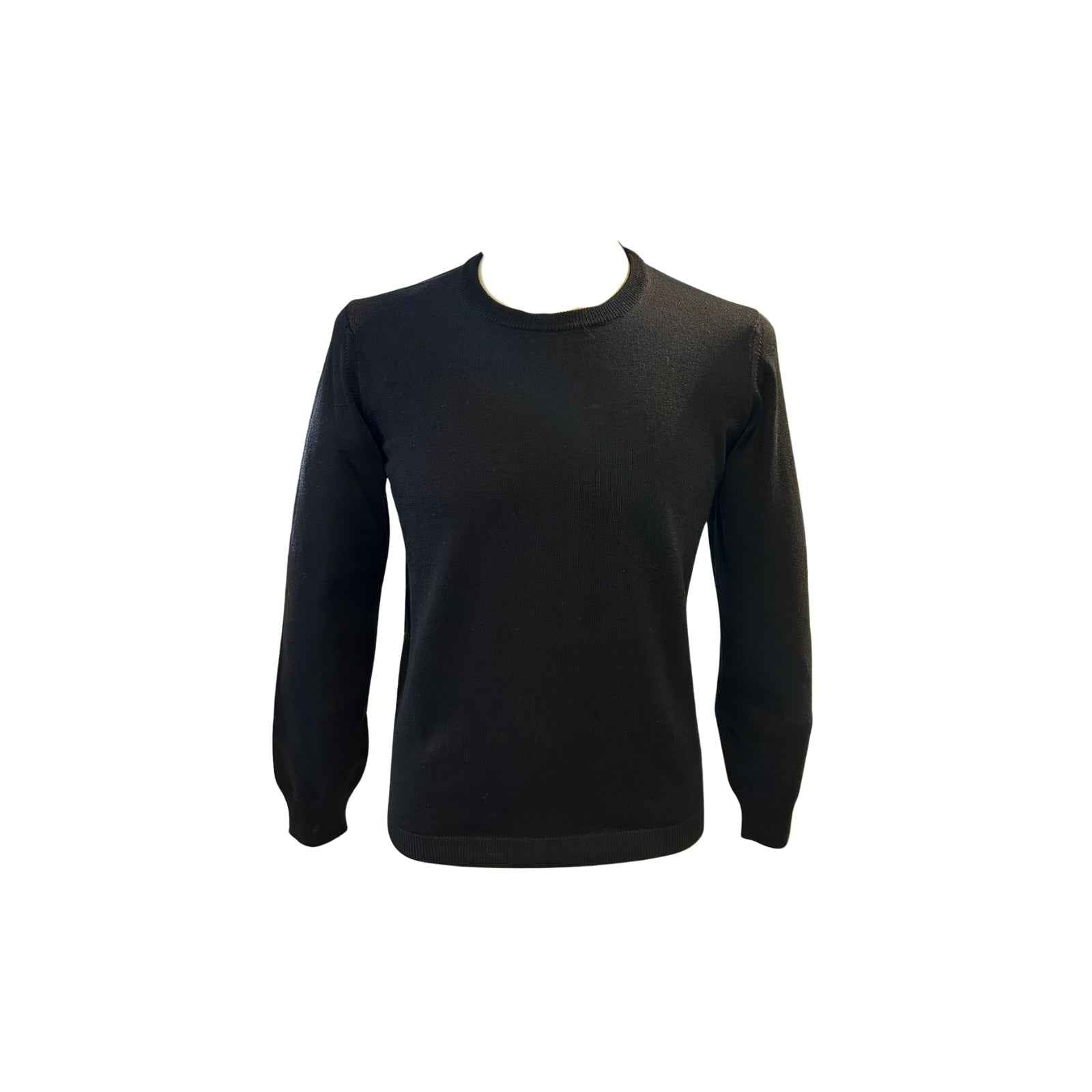 Maglia Girocollo In Lana Merinos Pettinata - NERO