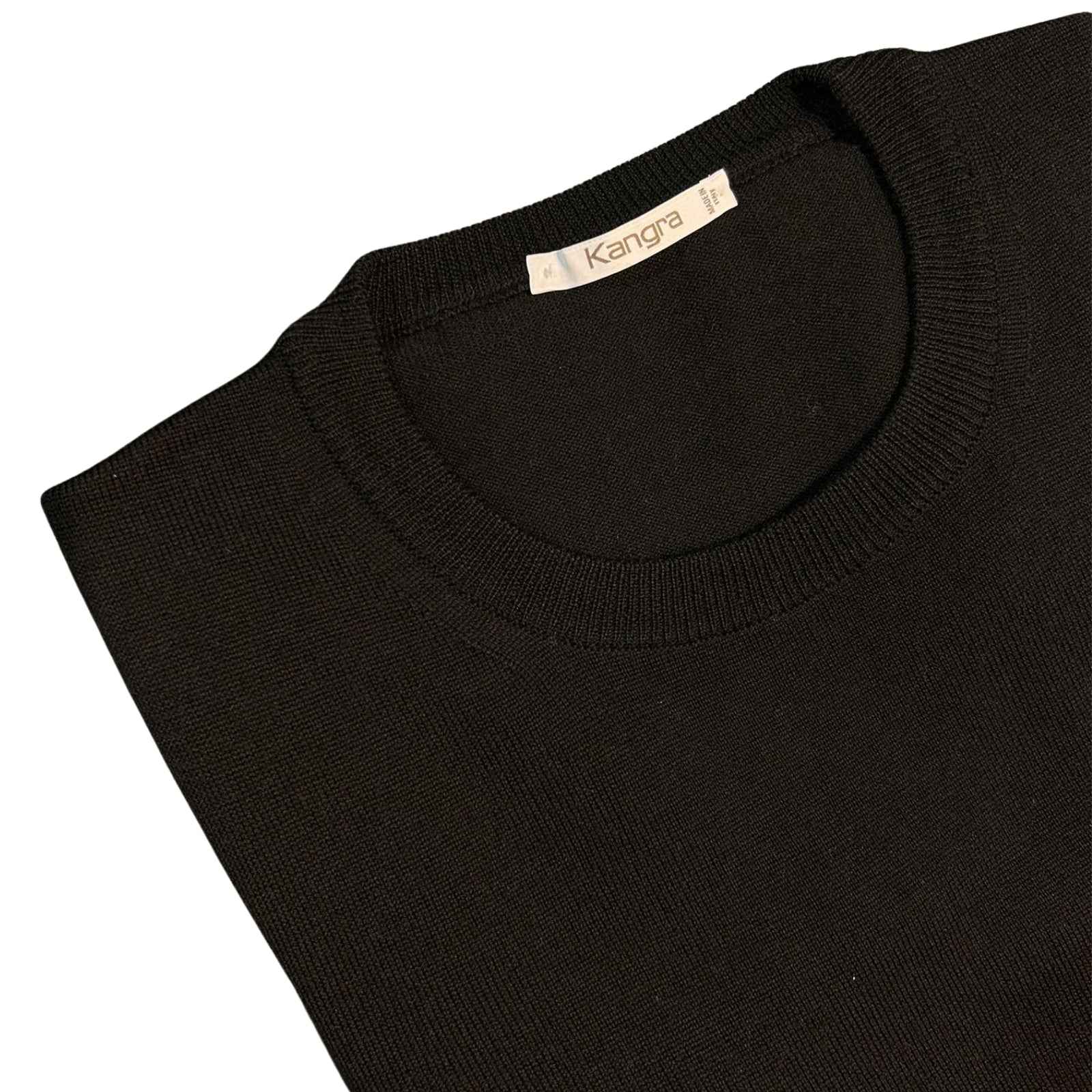 Maglia Girocollo In Lana Merinos Pettinata - NERO