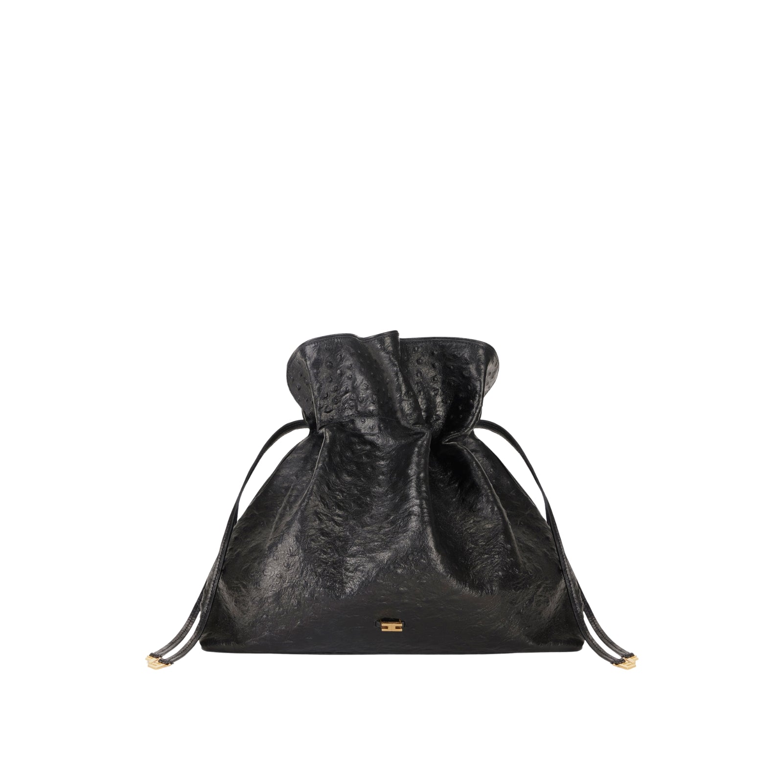 Tote in pelle con stampa struzzo