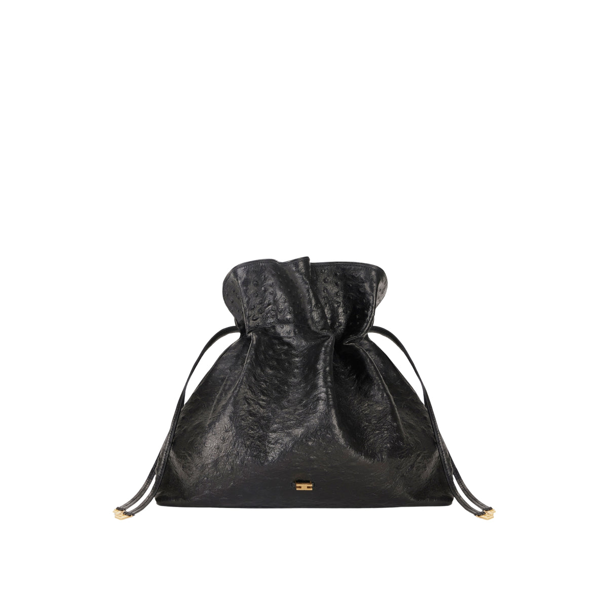 Borsa tote realizzata in pelle con stampa struzzo. L - Nero