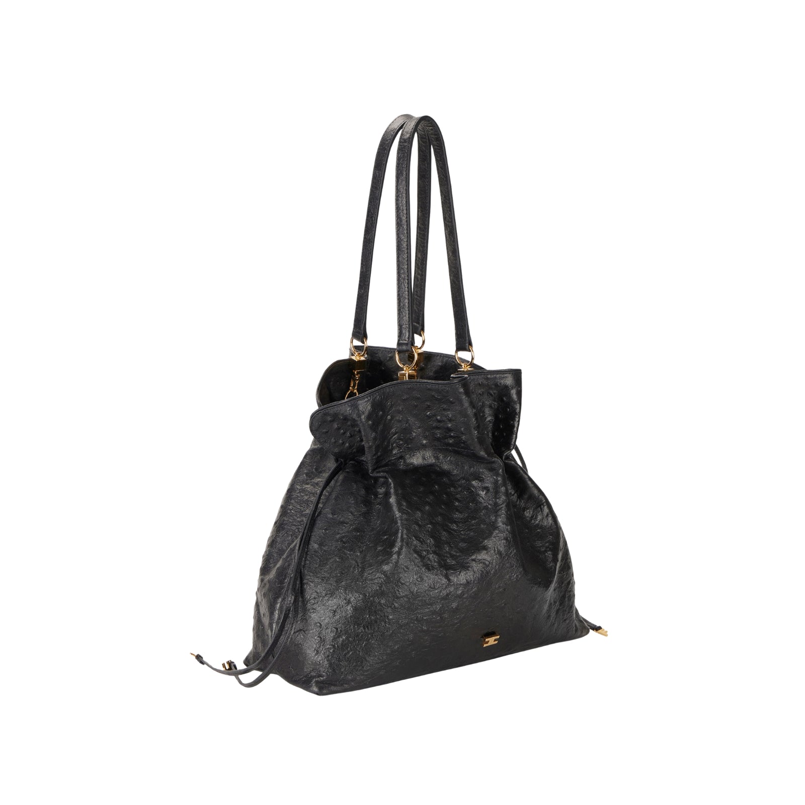 Tote in pelle con stampa struzzo