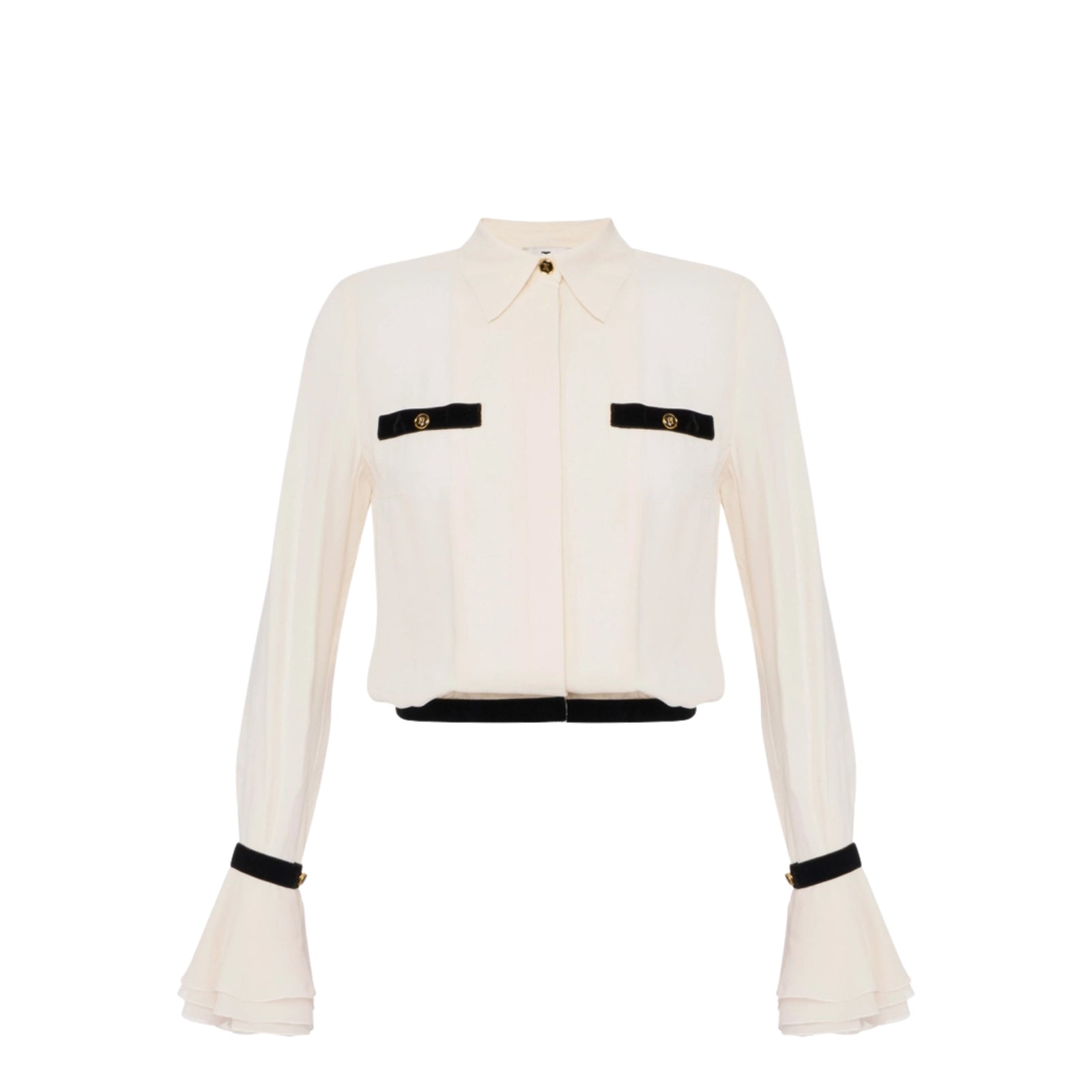 Camicia in georgette con bottoni gioiello