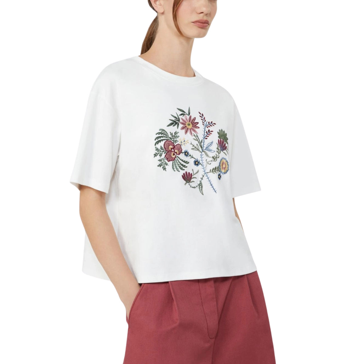 T-shirt boxy interlock con stampe di collezione - Bianco