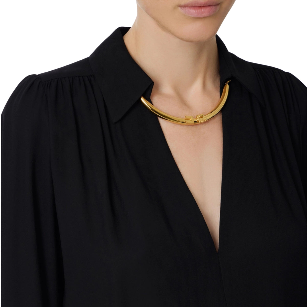 Camicia con accessorio gioiello amovibile - Nero
