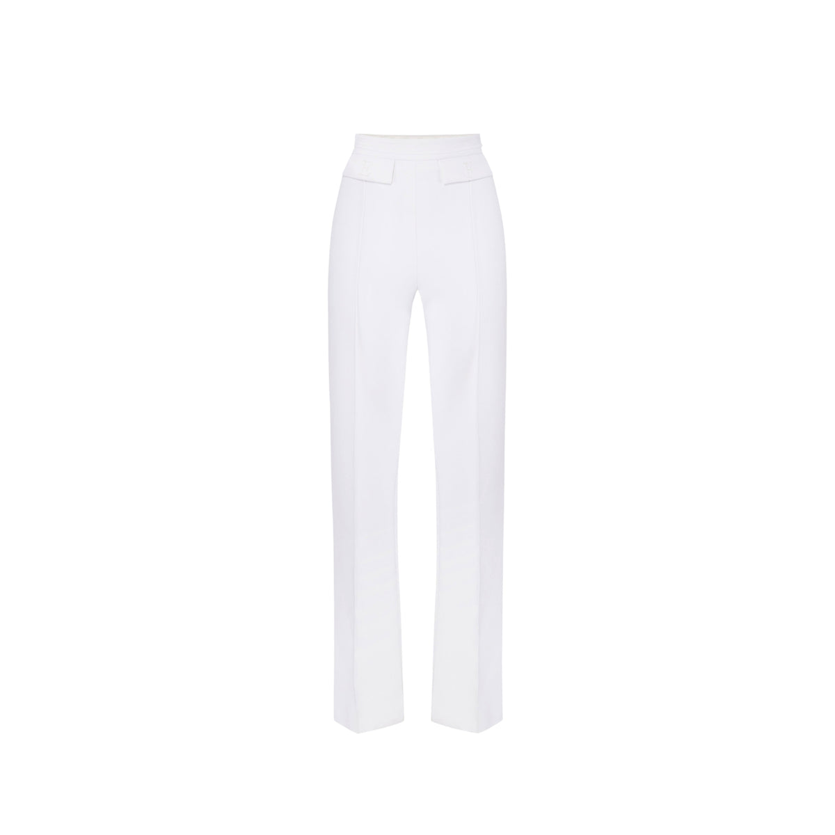 Pantalone in doppio crêpe con cuciture a vista - Avorio