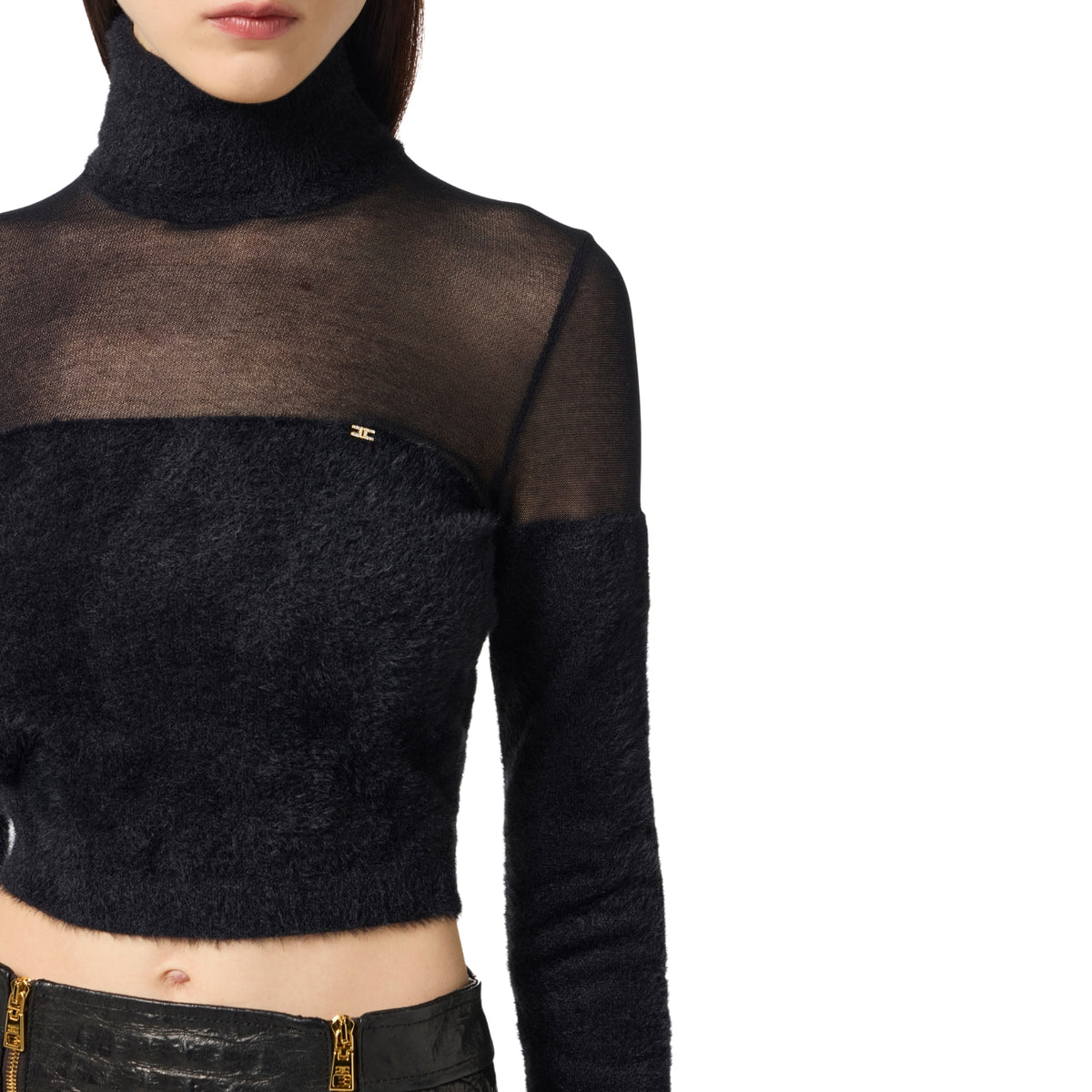 Dolcevita cropped effetto pelo - Nero