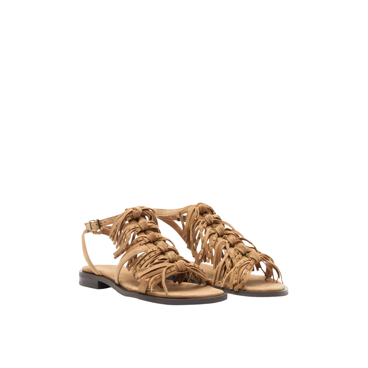 Scarpa Panic con frange in pelle - Moka