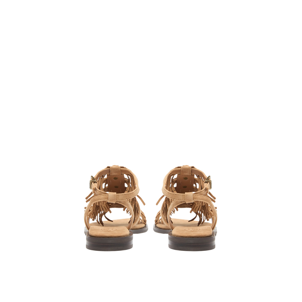 Scarpa Panic con frange in pelle - Moka