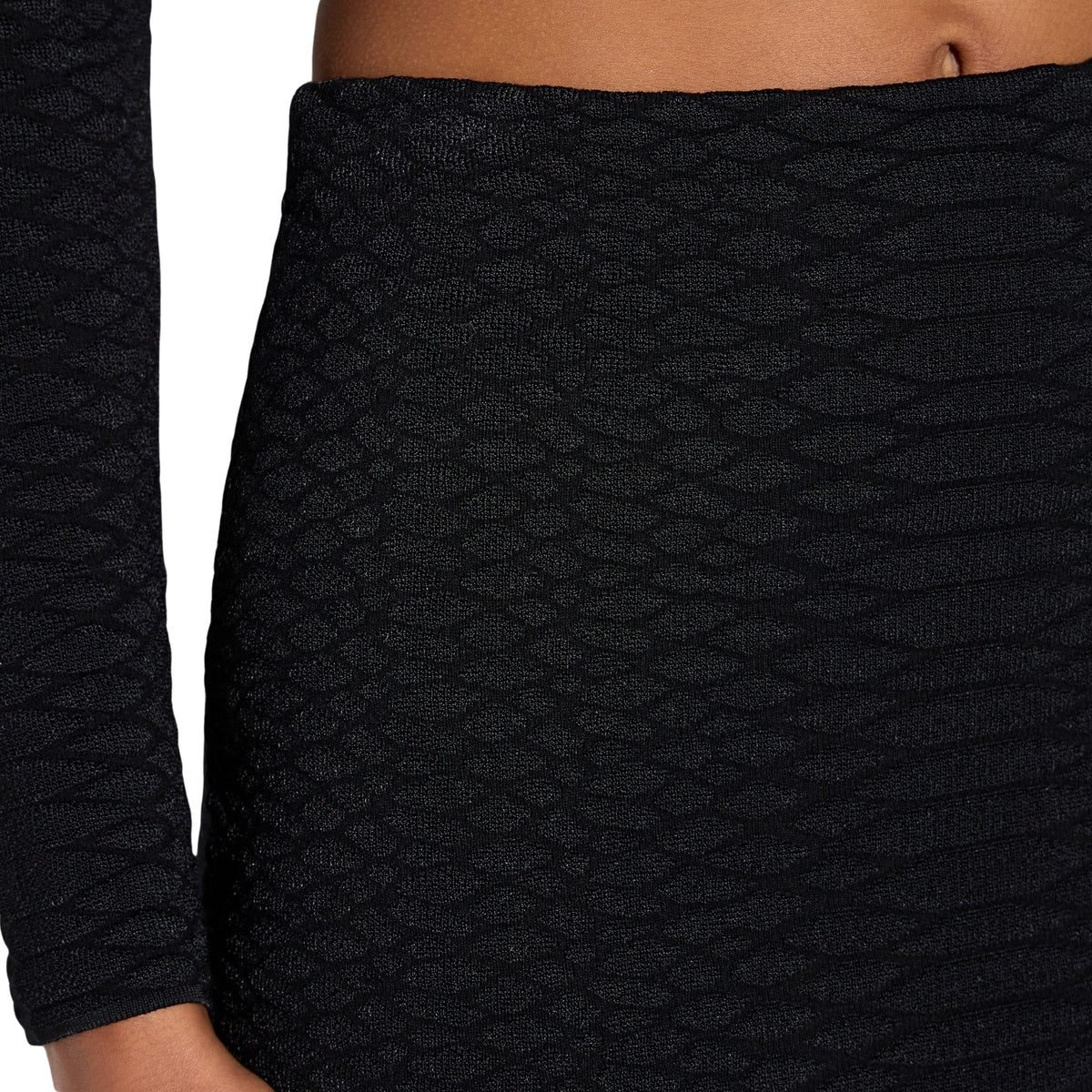 Gonna midi in maglia pattern snake - Nero