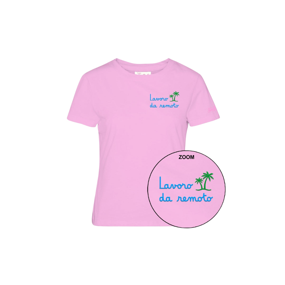 T-shirt Emilie con didascalia ironica ricamata - Rosa