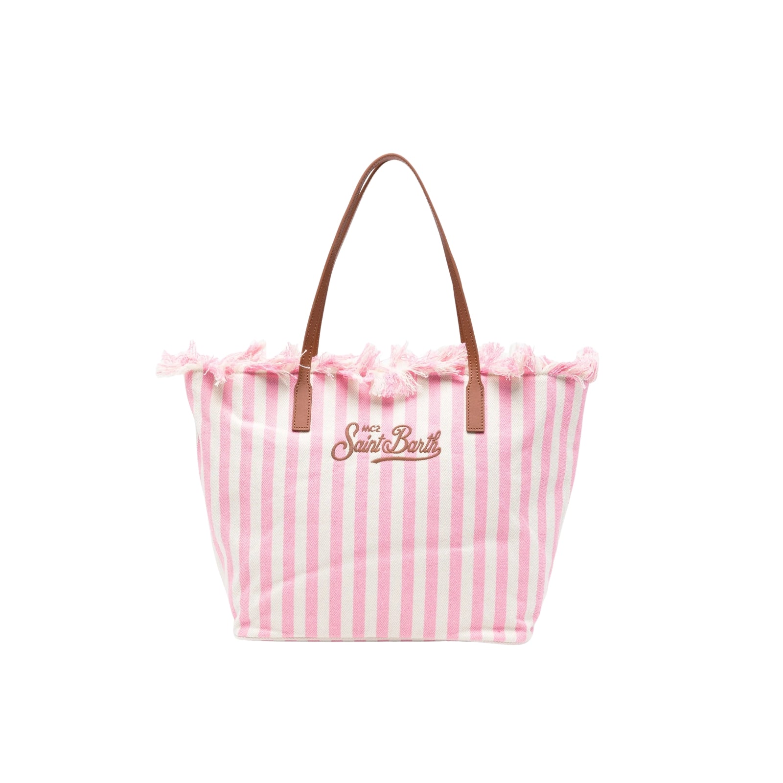 Borsa City regular in canvas con frange - ROSA
