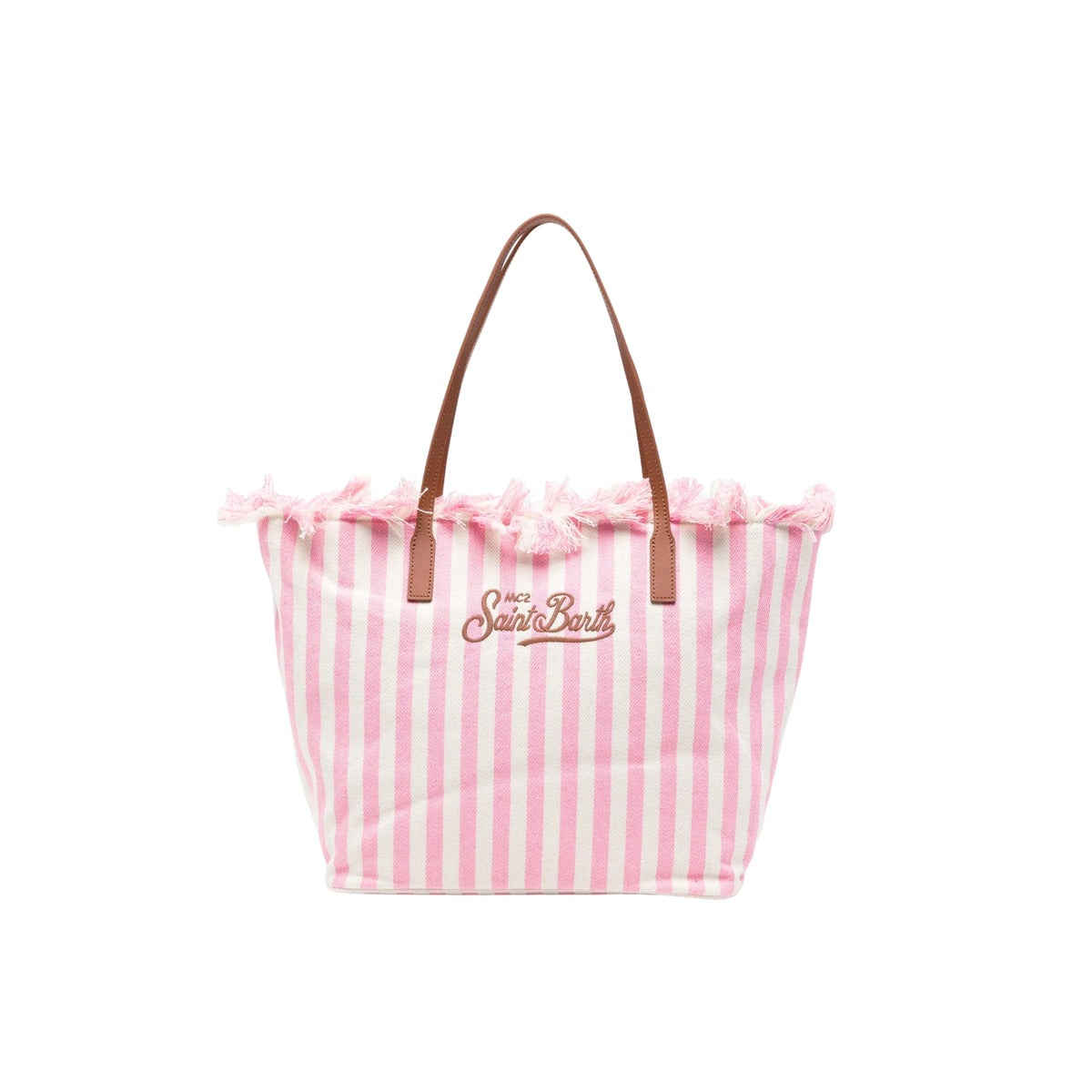 Borsa City con frange e righe - Rosa