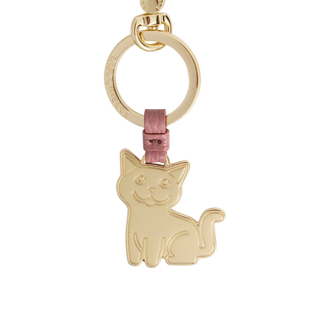 Portachiavi Gatto in pelle e metallo - Rosa