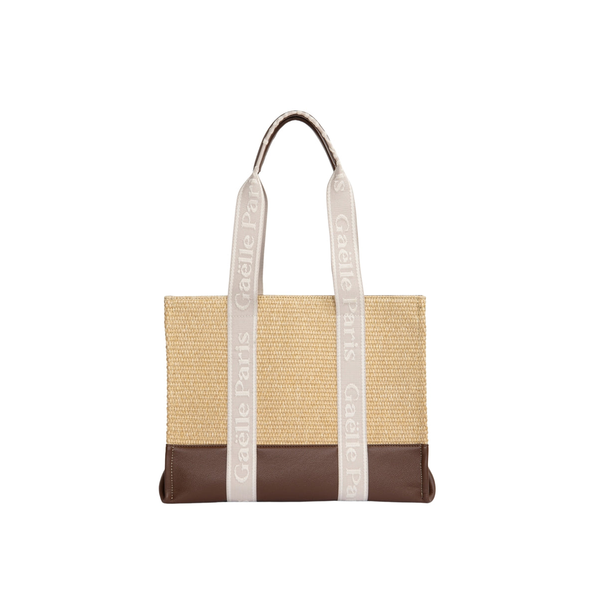 Maxi Shopper con manici jacquard - Beige