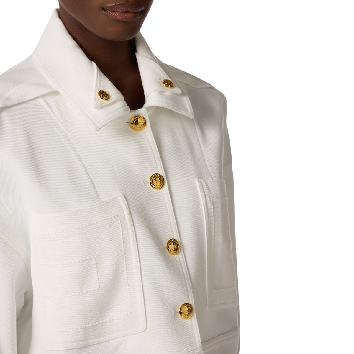 Caban in gabardina con doppio colletto - Avorio