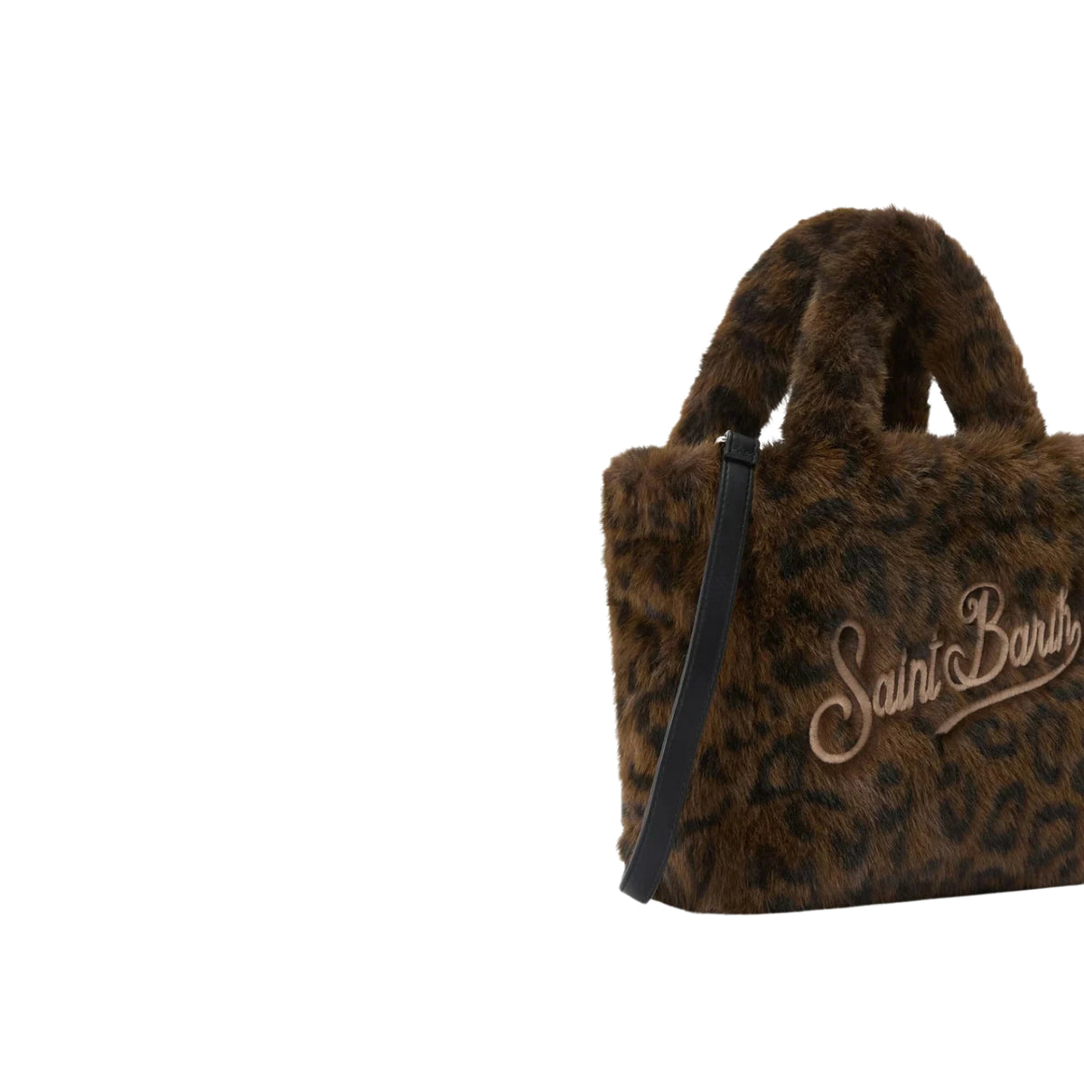 Borsa Mini Vanity Soft in effetto pelliccia con stampa leopardata