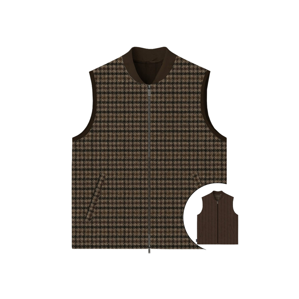 Gilet Spencer reversibile in lana pied de poule