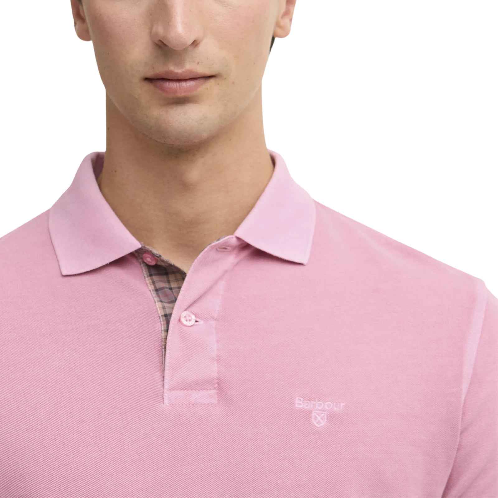 Polo in piqué in tartan Washed - ROSA