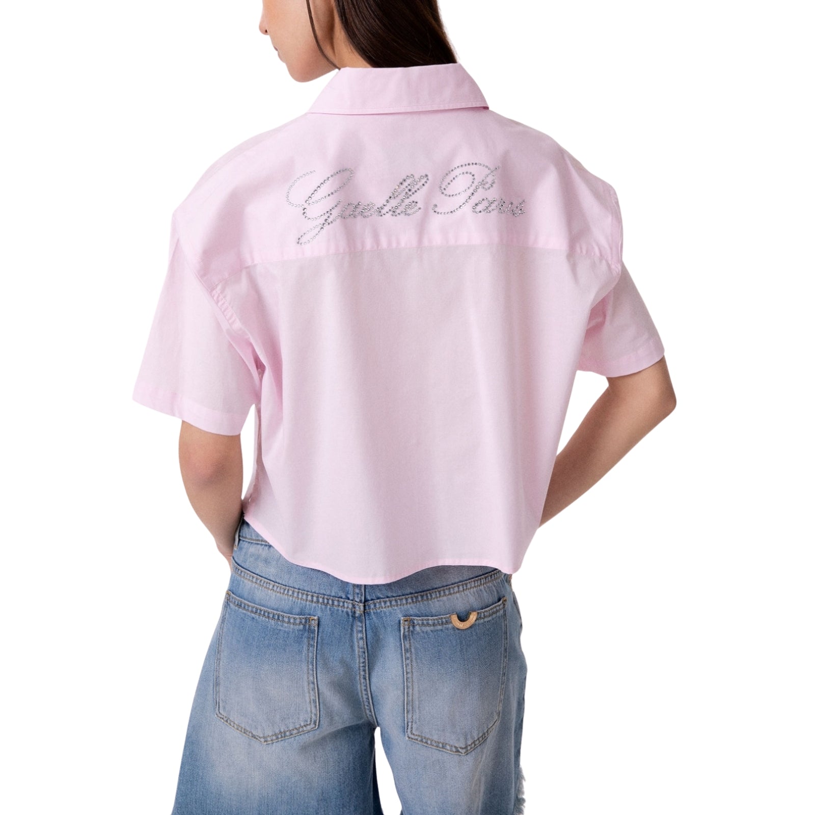 Camicia A Mezza Manica In Popeline Di Cotone