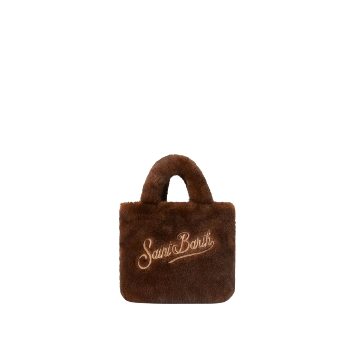 Borsa Mini Vanity Soft in effetto pelliccia con ricamo logo