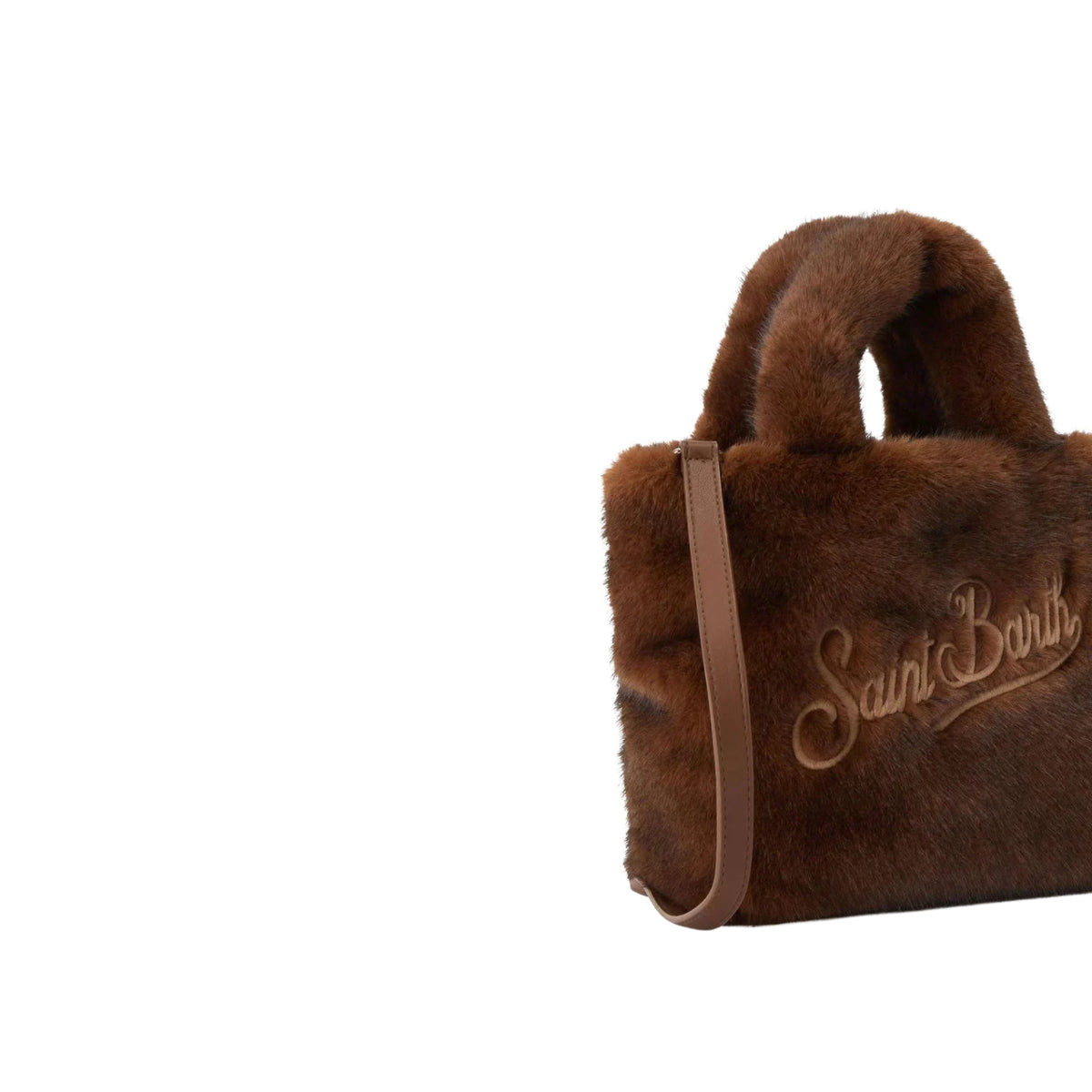 Borsa Mini Vanity Soft in effetto pelliccia con ricamo logo