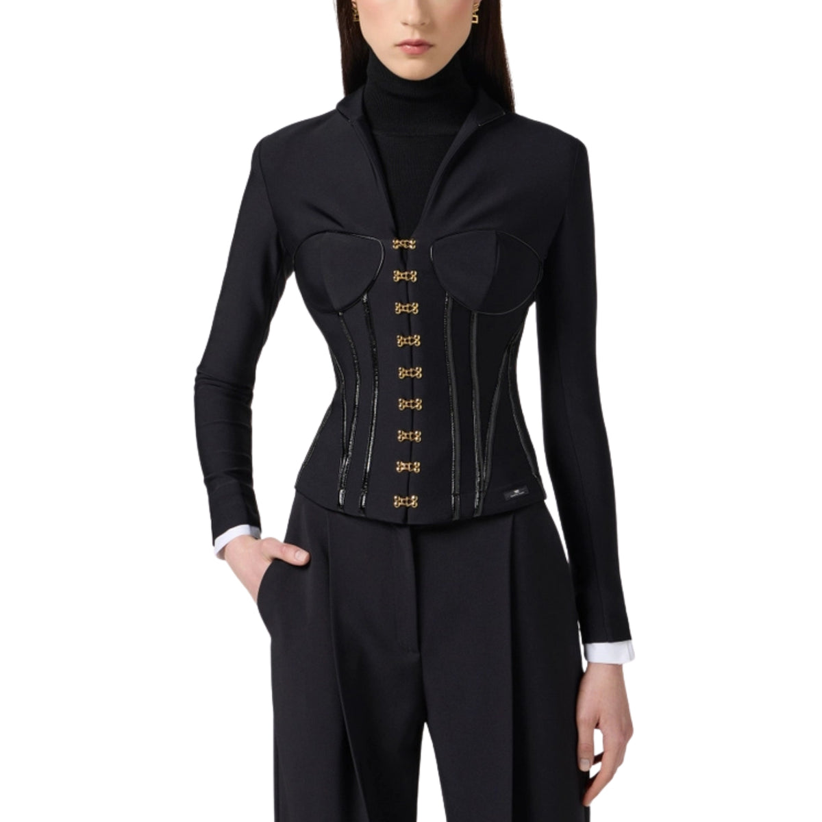 Giacca in neoprene ispirazione corsetteria - Nero