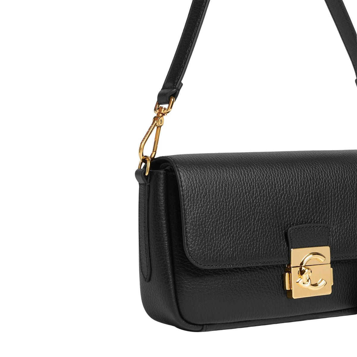 Borsa in pelle bottalata con chiusura distintiva - Nero