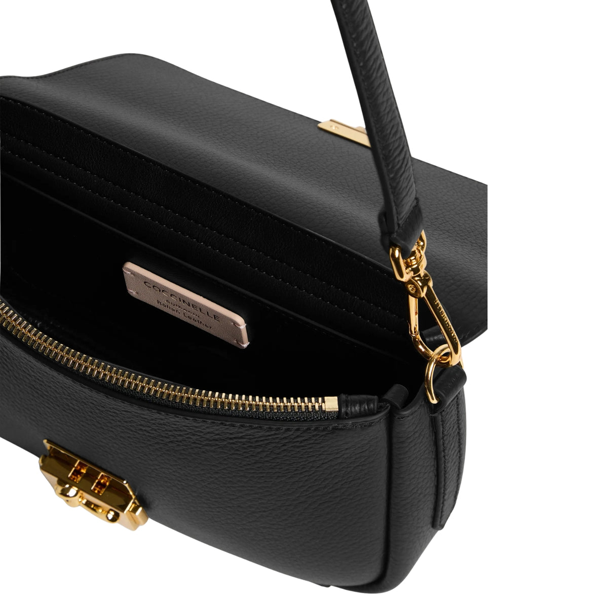 Borsa in pelle bottalata con chiusura distintiva - Nero