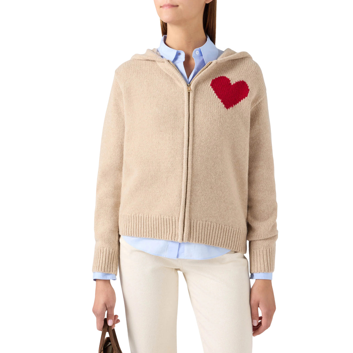 Felpa con cappuccio in maglia di lana Kyla