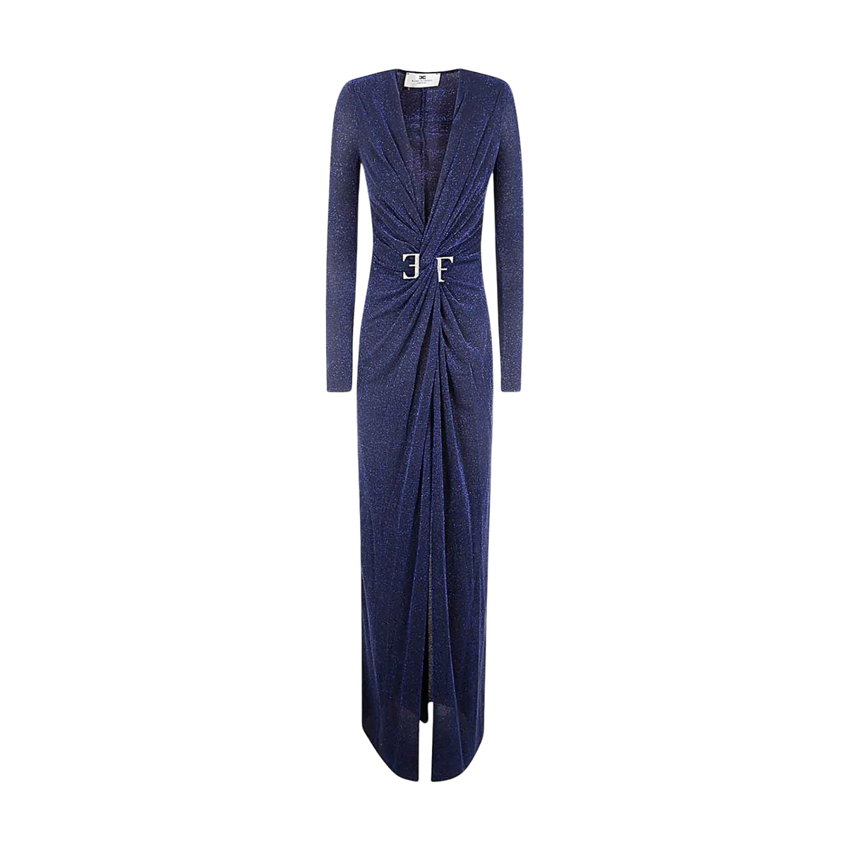 Abito red carpet in jersey lurex a maniche lunghe - Blu Navy