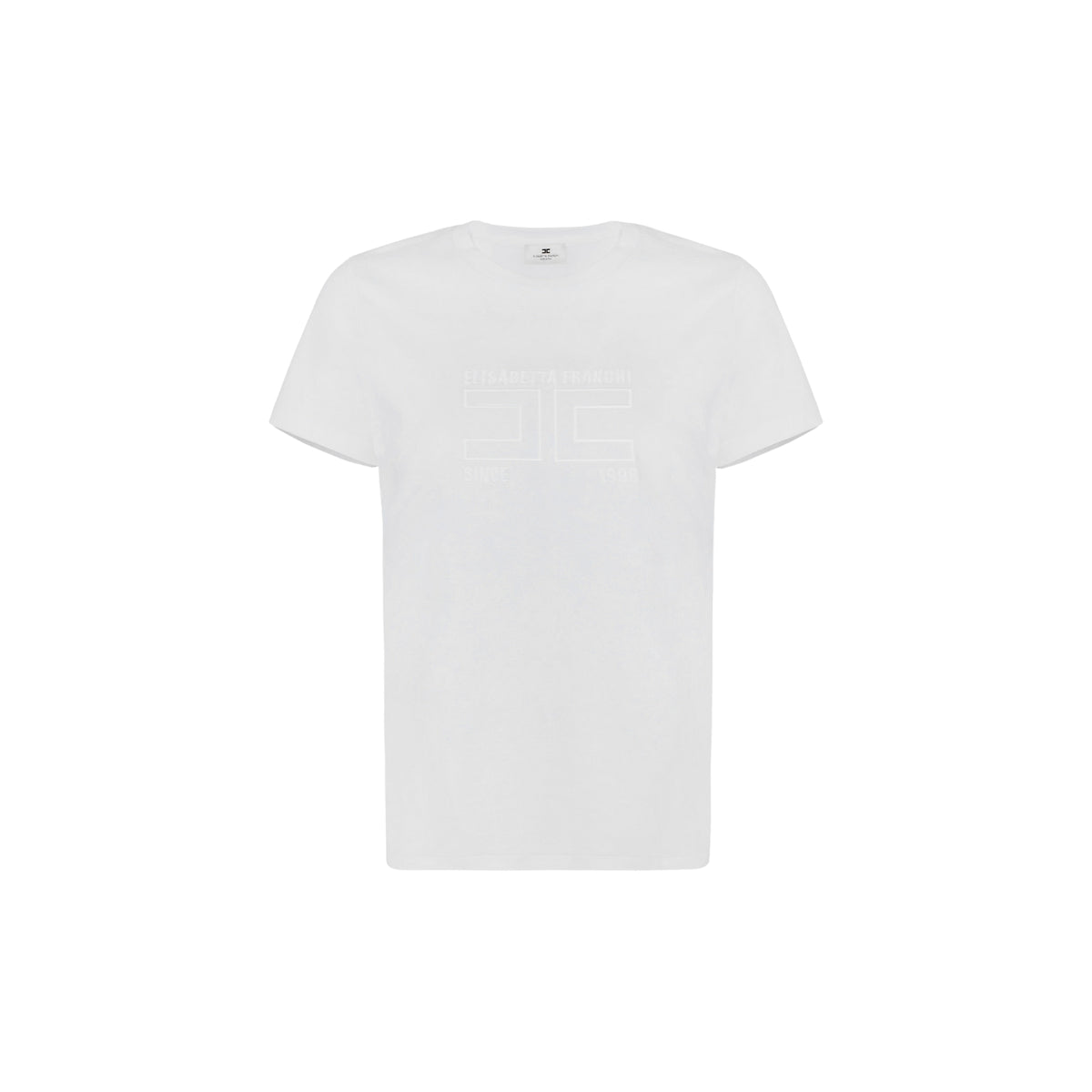 T-shirt con logo ricamato a filo - Gesso