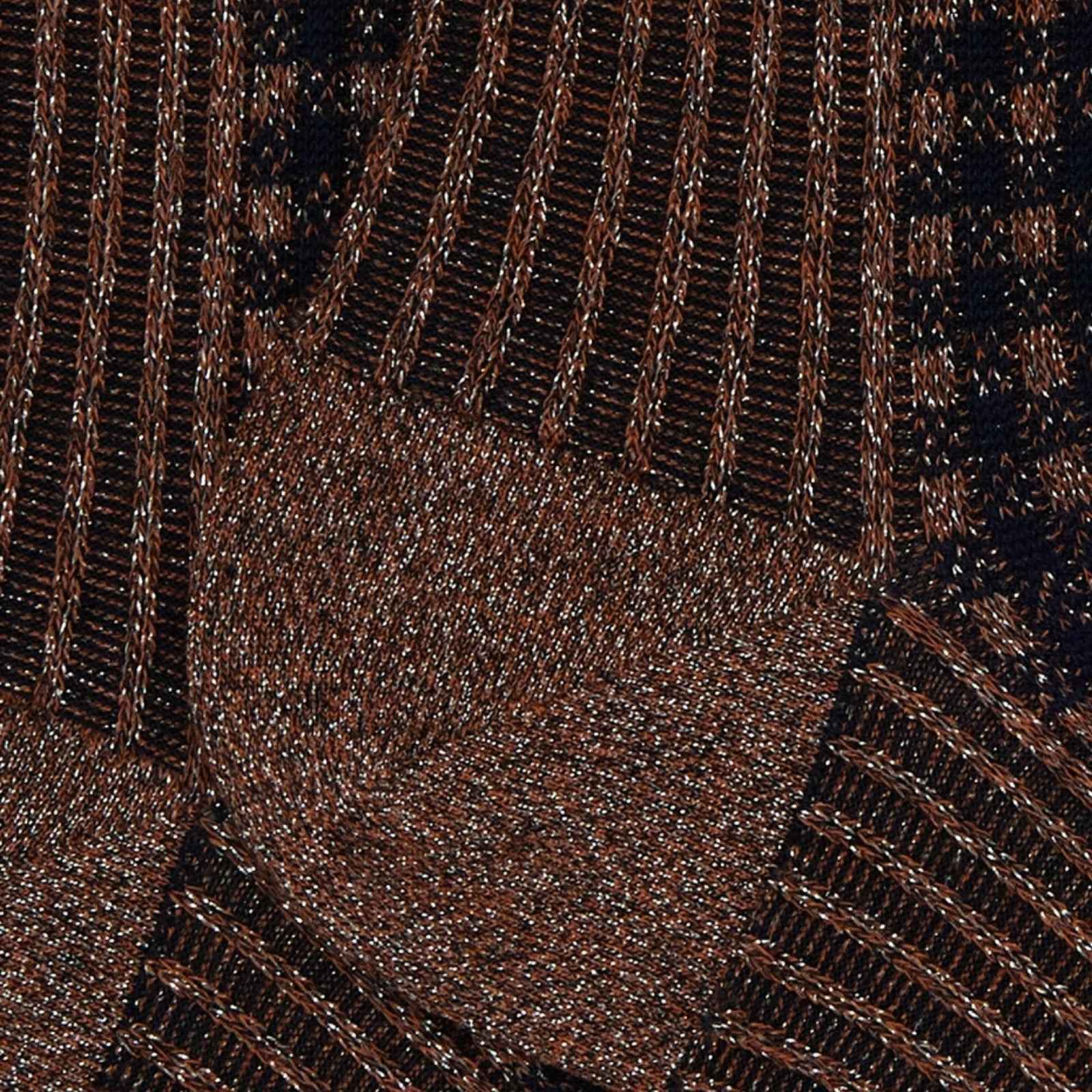 Calze corte donna cotone grigio fantasia twin rib e micro tartan effetto scintillante - OLTREMARE