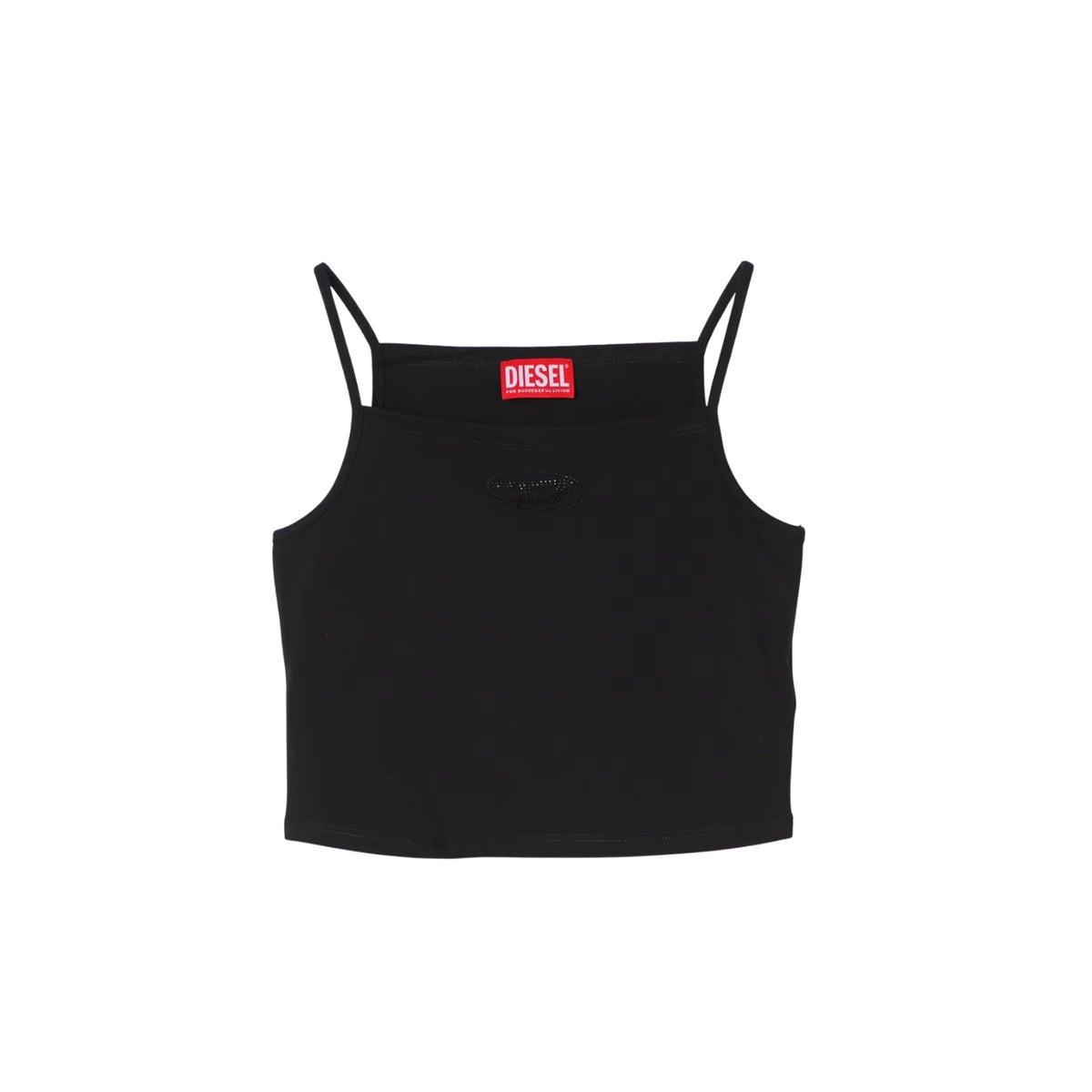 Top bambina con logo Diesel strass - Nero