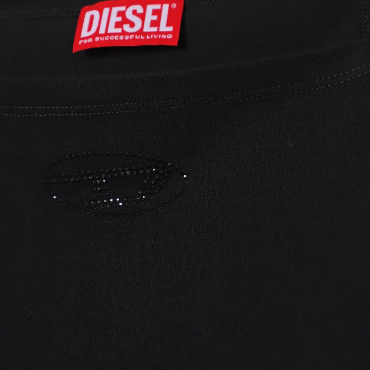 Top bambina con logo Diesel strass - Nero