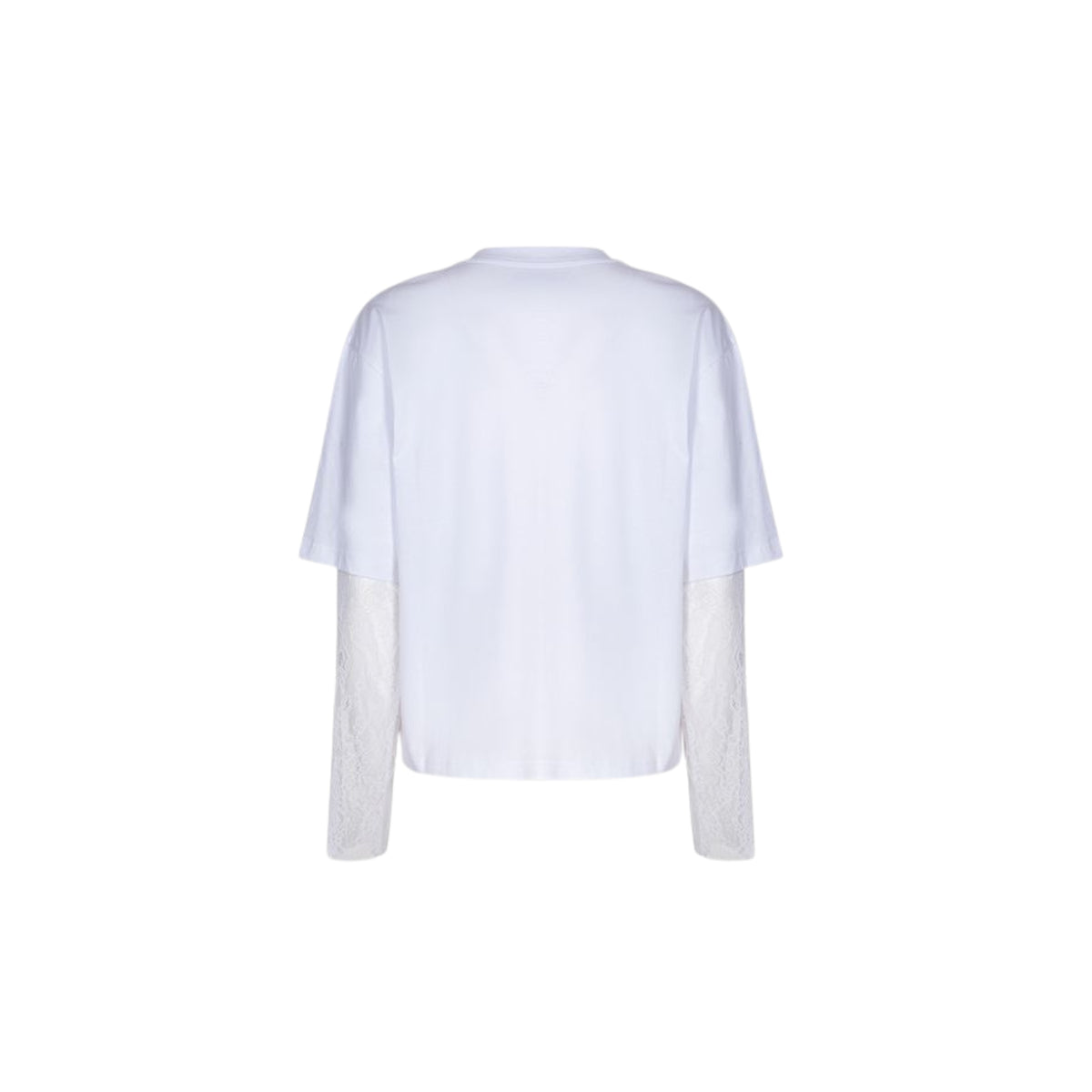 T-shirt crop con manica in pizzo - Bianco