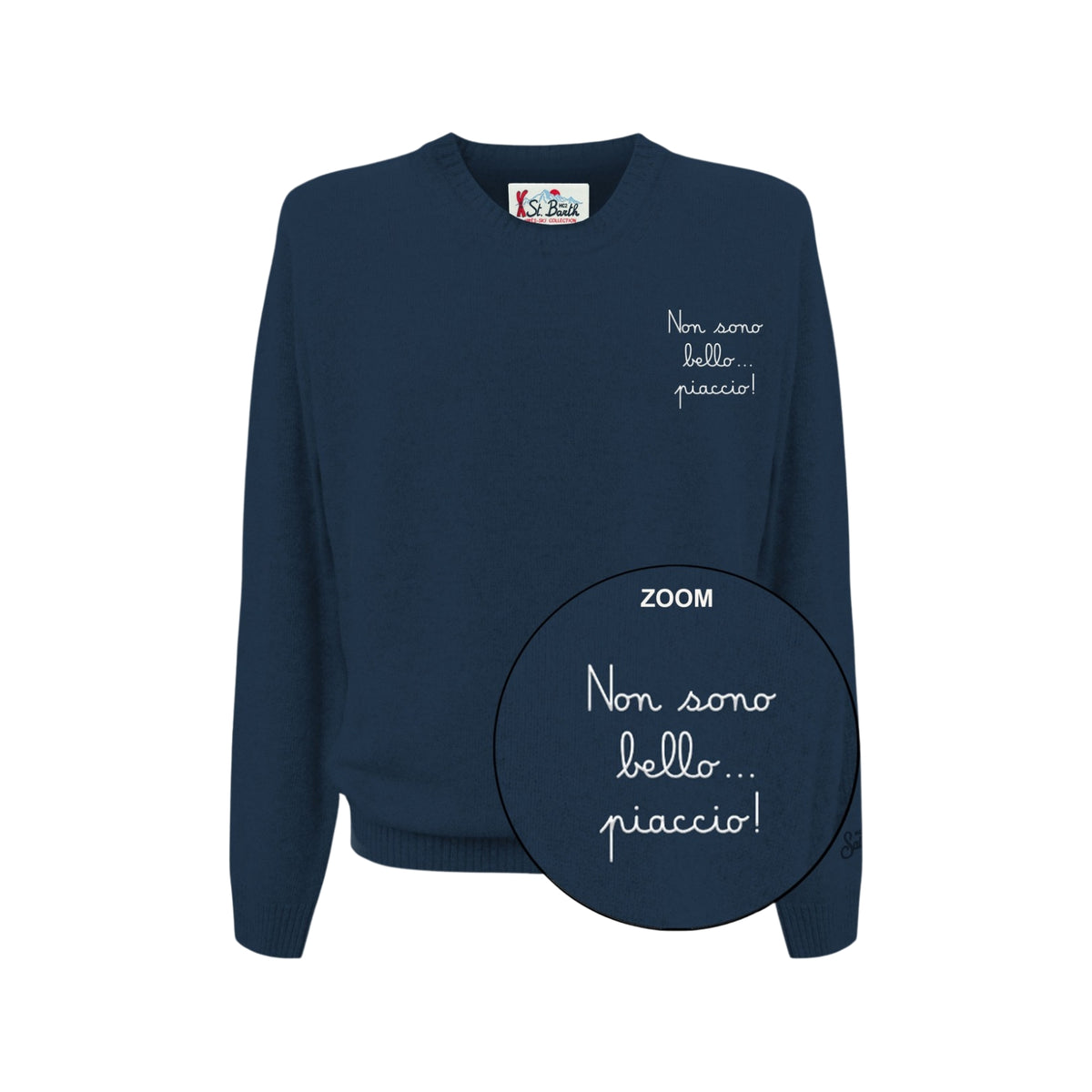 Maglione girocollo in misto cashmere - Blu
