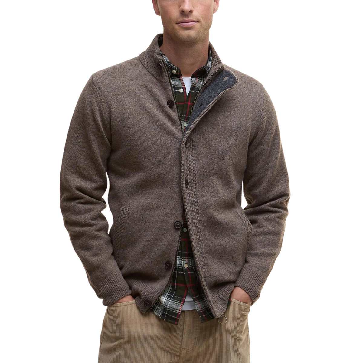 Maglione zip con toppe in alcantara - Grigio