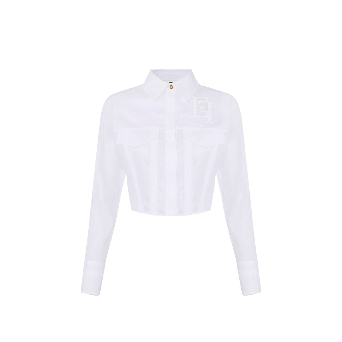 Camicia crop con nastri di passamaneria - Bianco