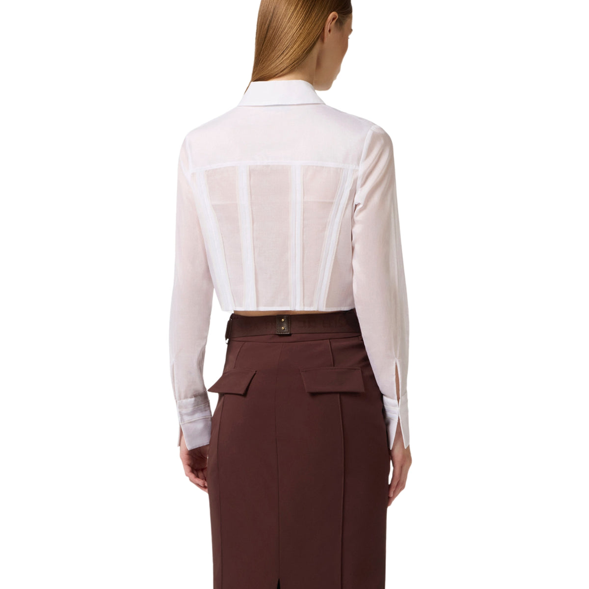 Camicia crop con nastri di passamaneria - Bianco
