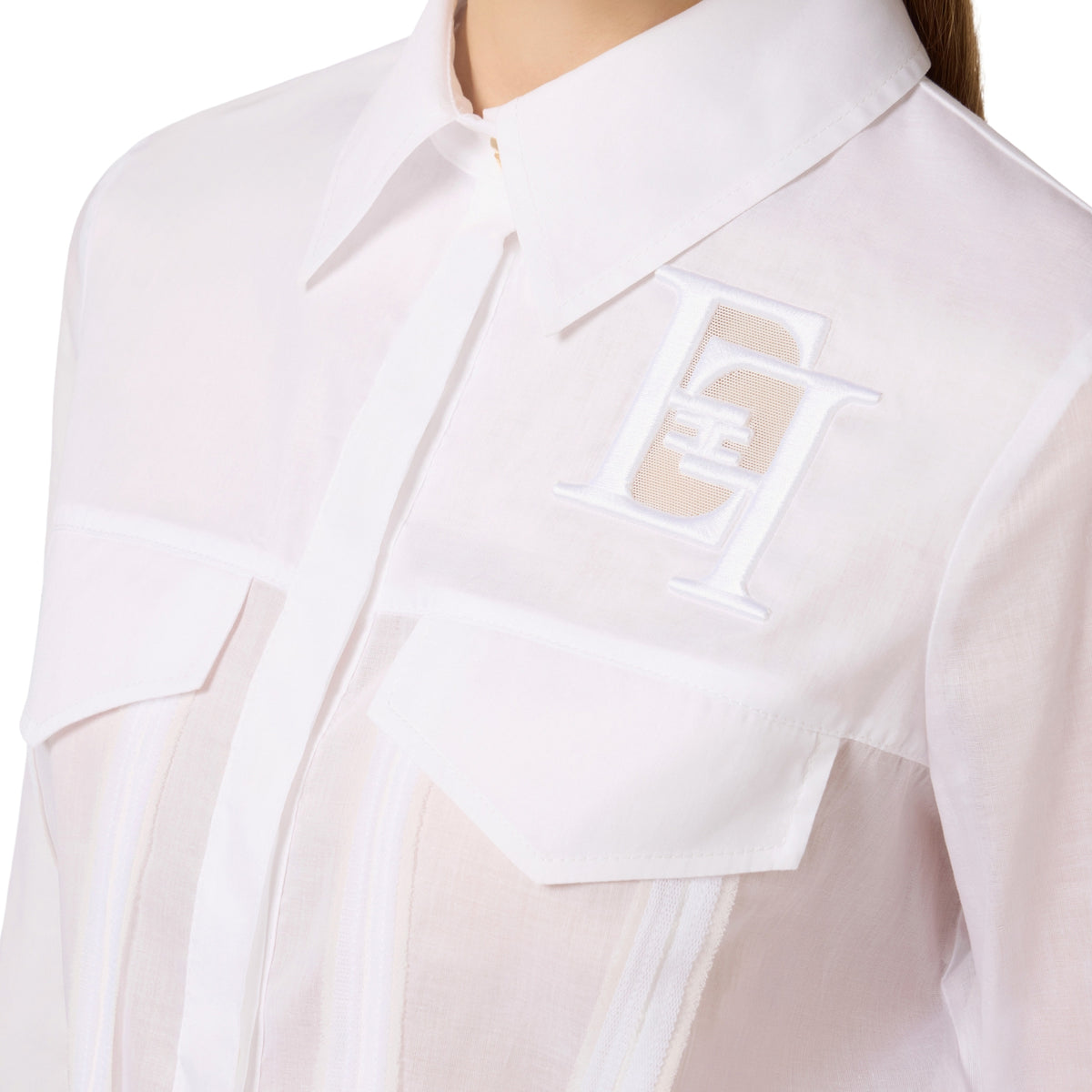 Camicia crop con nastri di passamaneria - Bianco