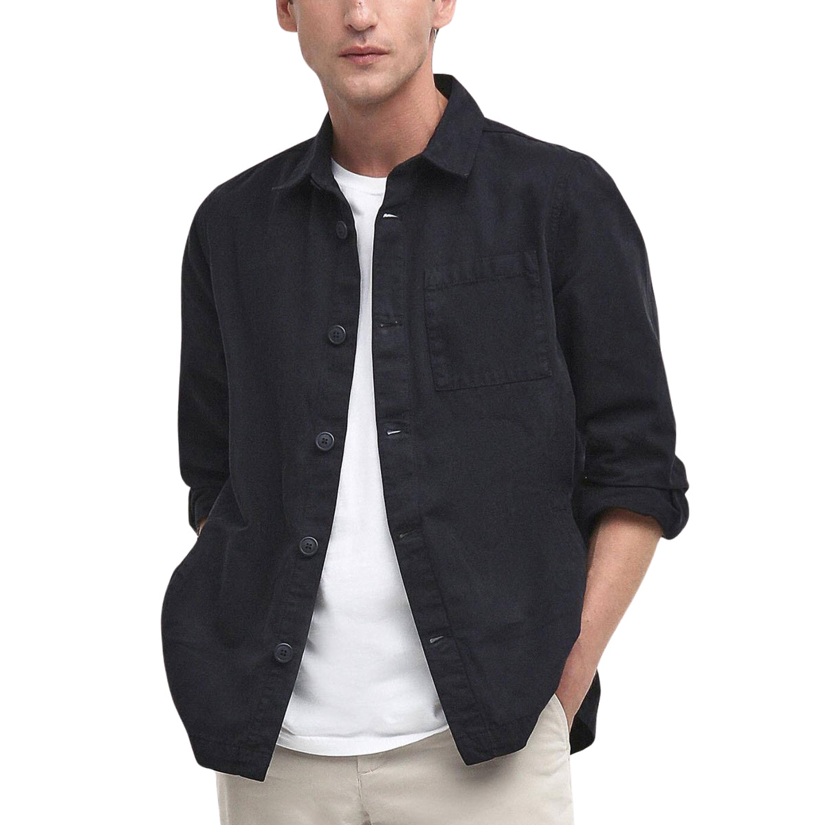 Overshirt in cotone con taschino firmato - Blu
