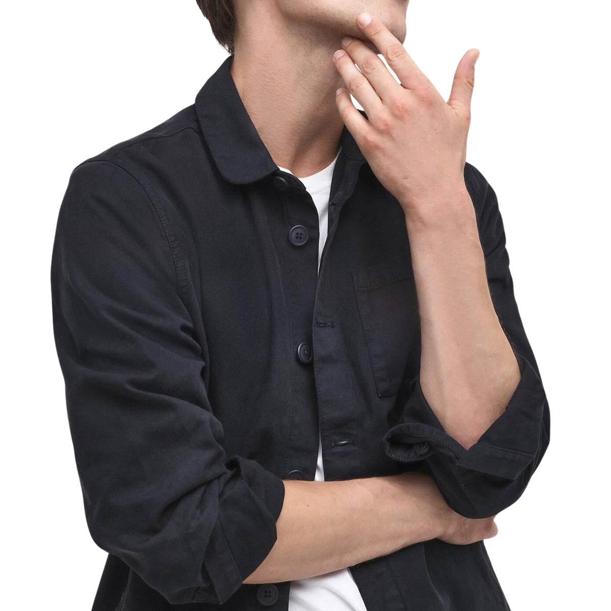 Overshirt in cotone con taschino firmato - Blu