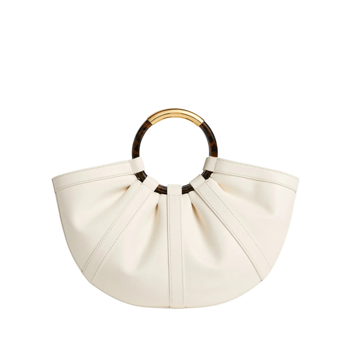 Borsa Shell a mezza luna con manici in plexiglass - Perla