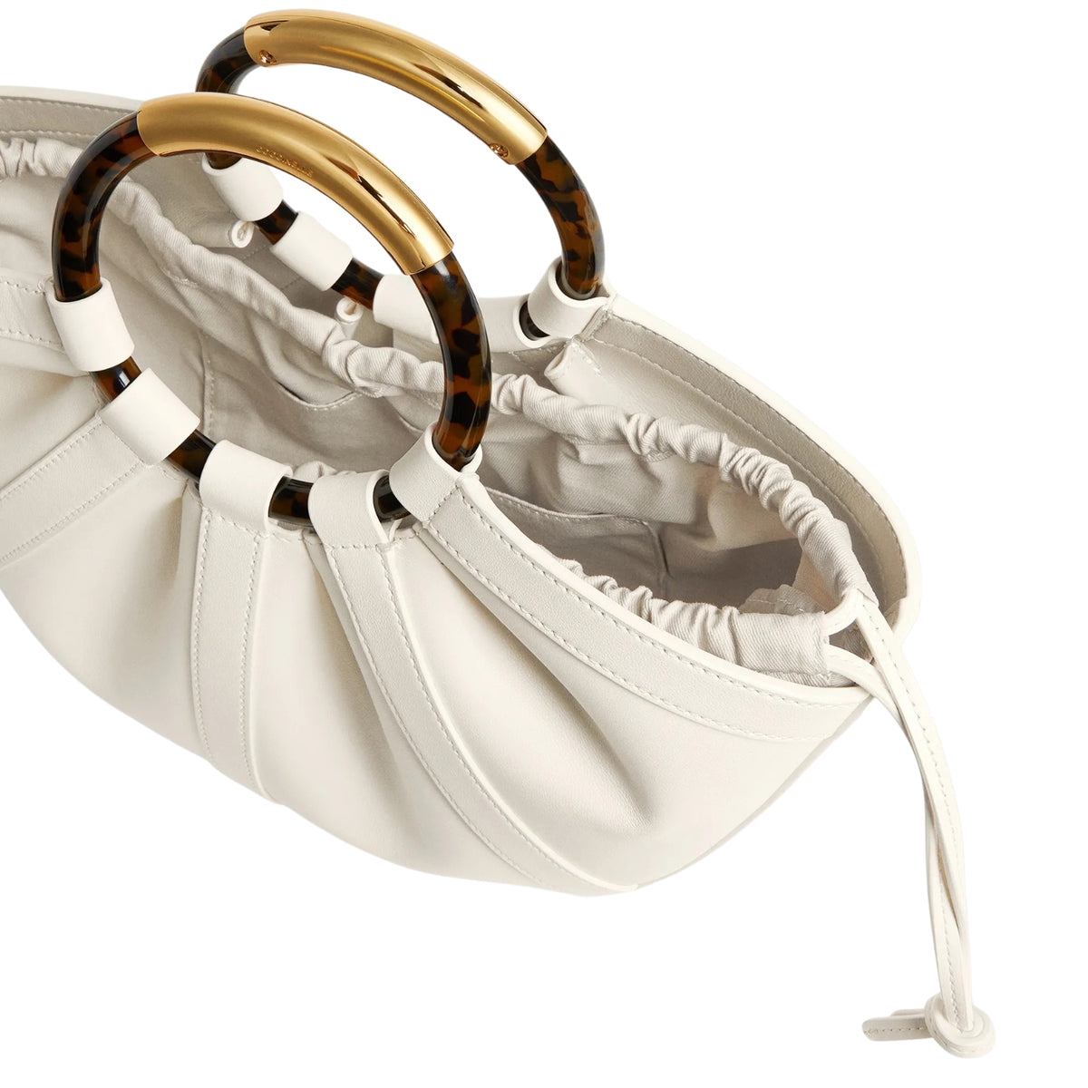 Borsa Shell a mezza luna con manici in plexiglass - Perla