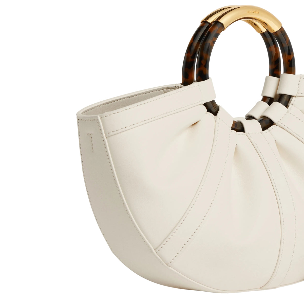 Borsa Shell a mezza luna con manici in plexiglass - Perla