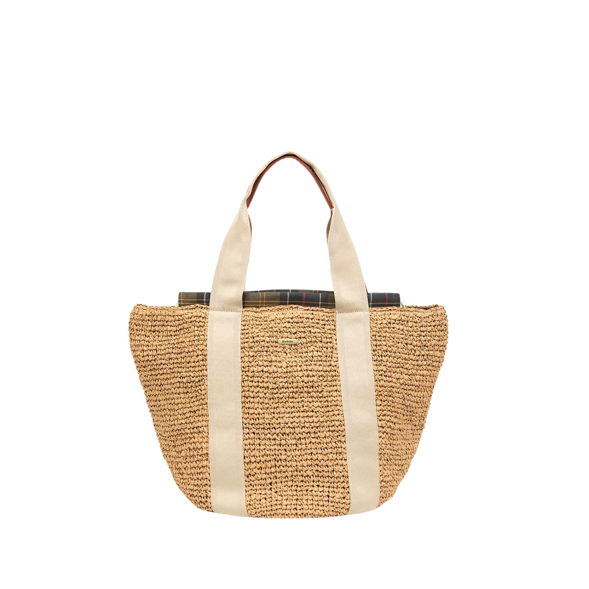 Borsa tote Lily con finiture tartan - Naturale