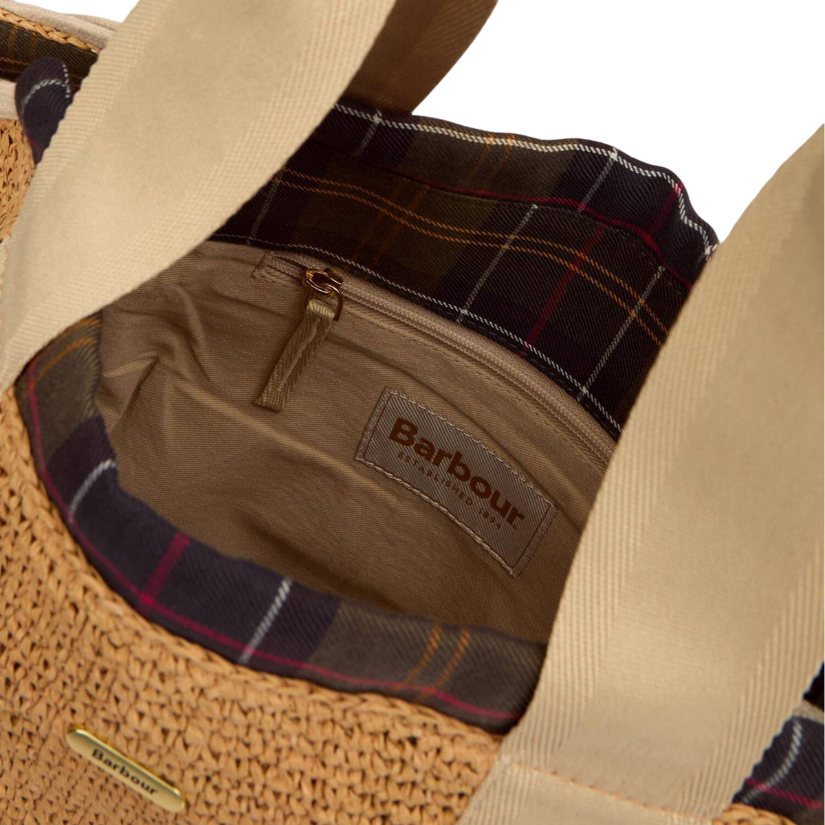 Borsa tote Lily con finiture tartan - Naturale