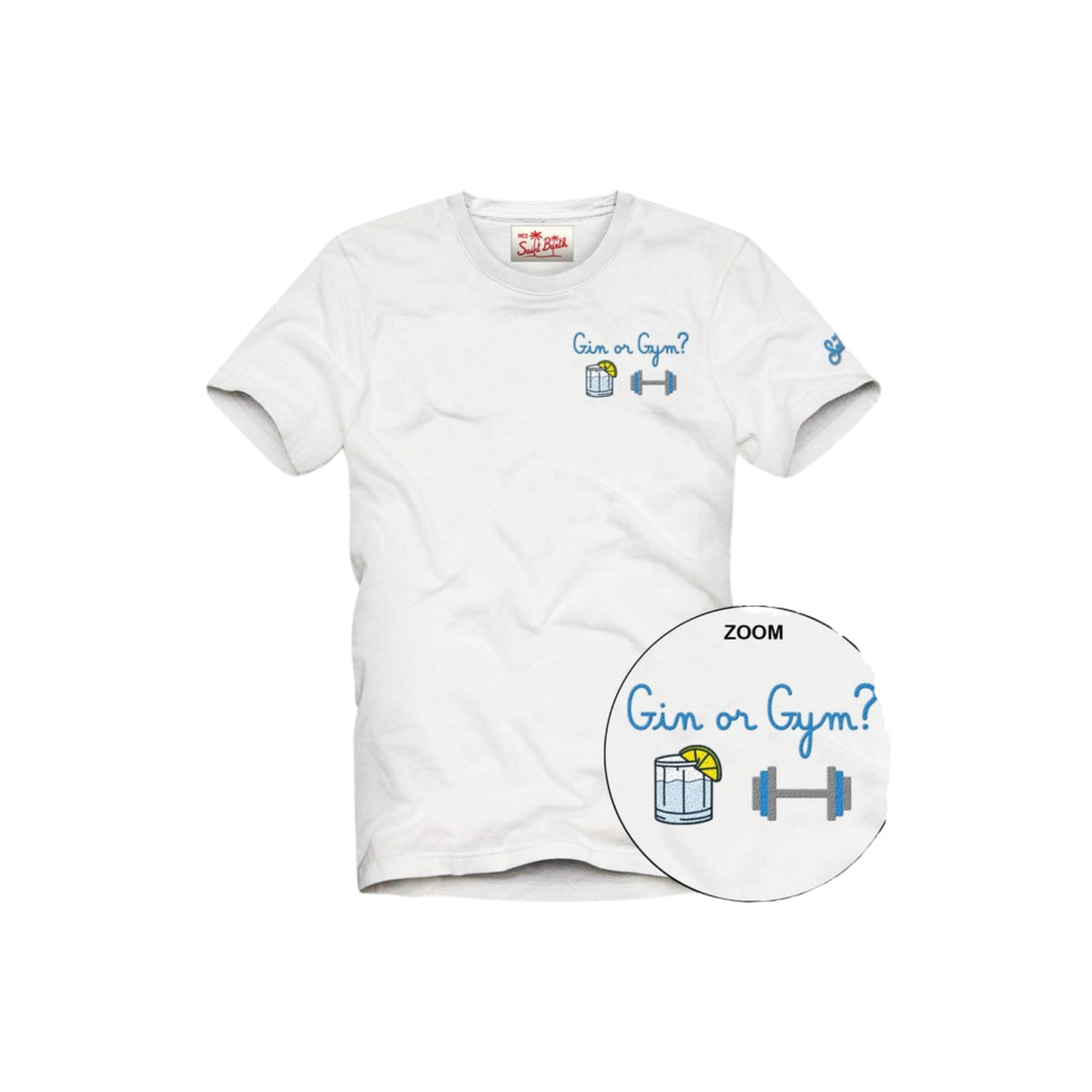 T-shirt Portofino con ricamo logo manica - Bianco