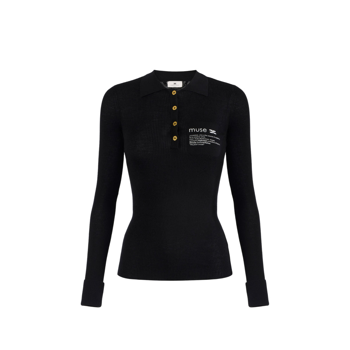 Polo a costine con lettering ispirazionale - Nero